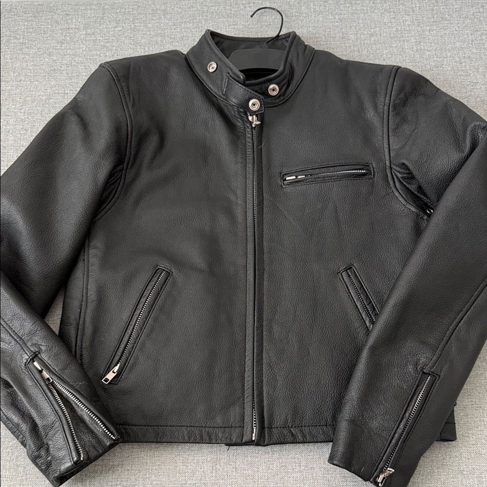 FMC vintage Black Leather riding Biker Jacket